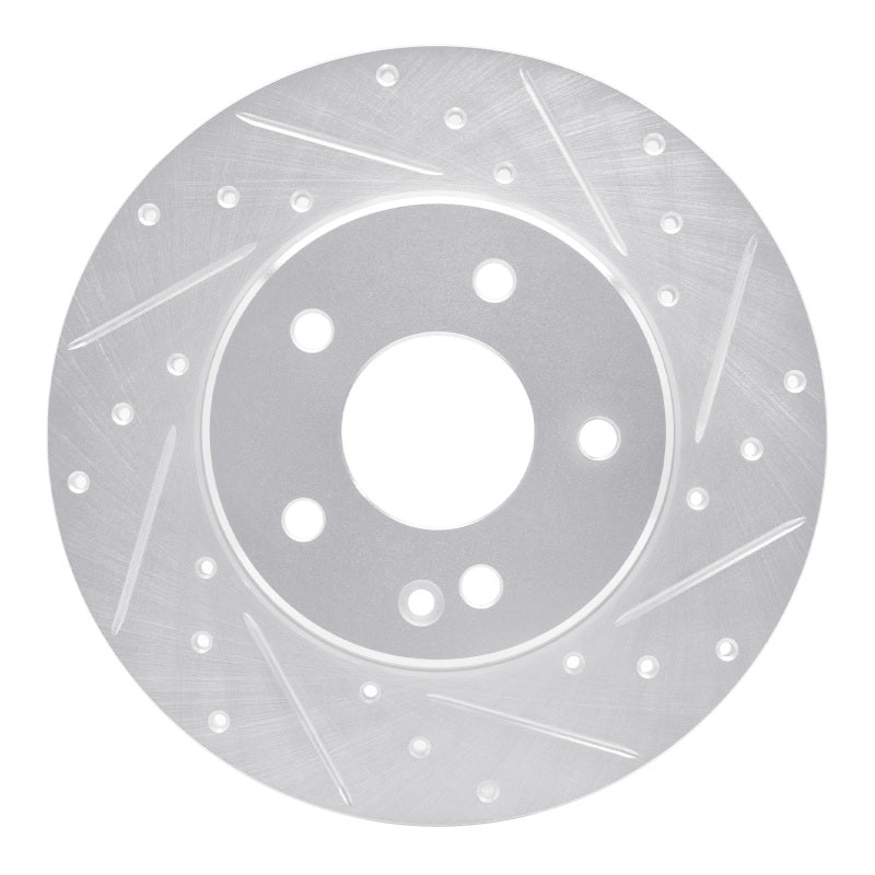 R1 Concepts 97-98 Mercedes-Benz C230 Front Right Drilled & Slotted Silver Brake Rotor