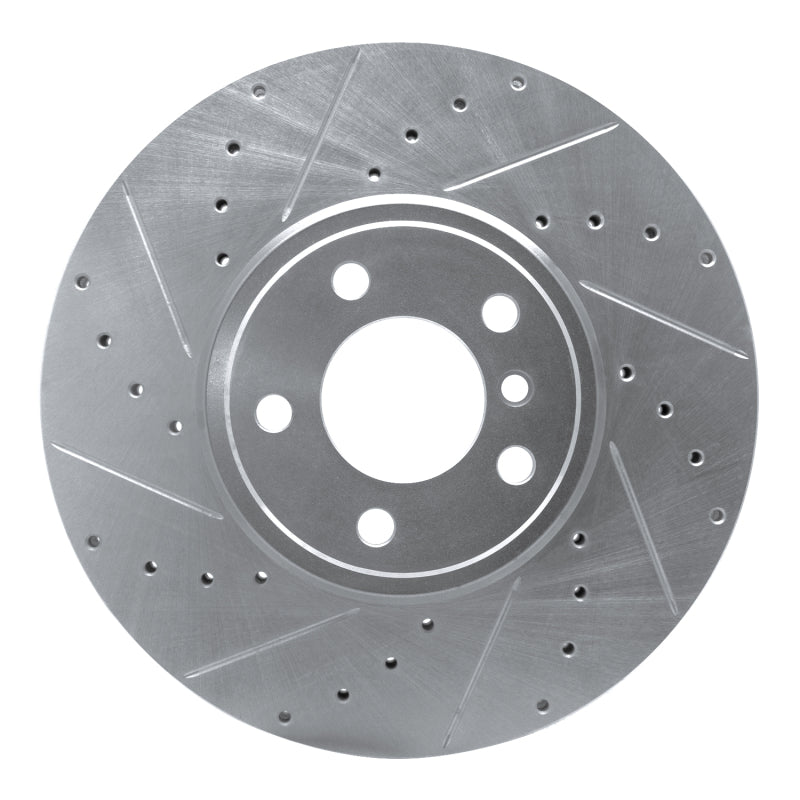 R1 Concepts 07-18 BMW X5 Front Left Drilled & Slotted Silver Brake Rotor