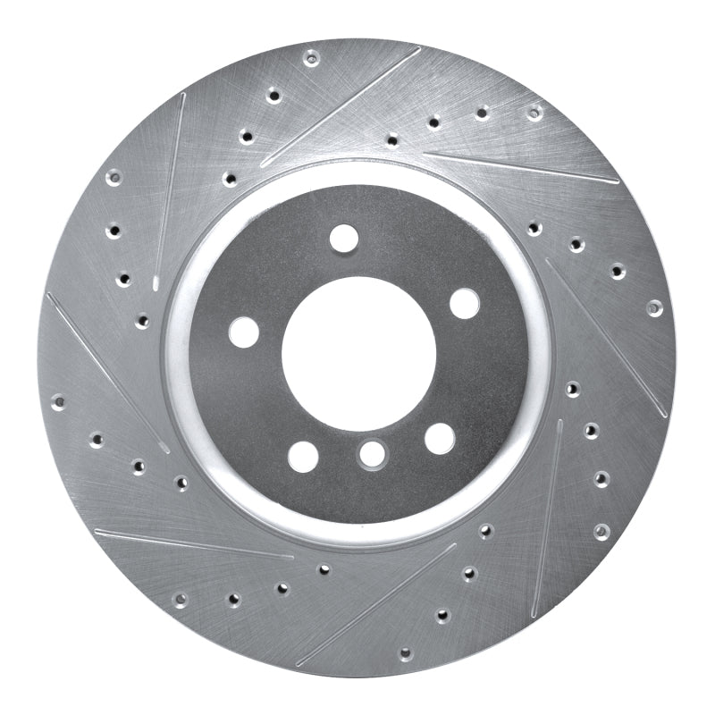 R1 Concepts 11-16 BMW Z4 Front Left Drilled & Slotted Silver Brake Rotor