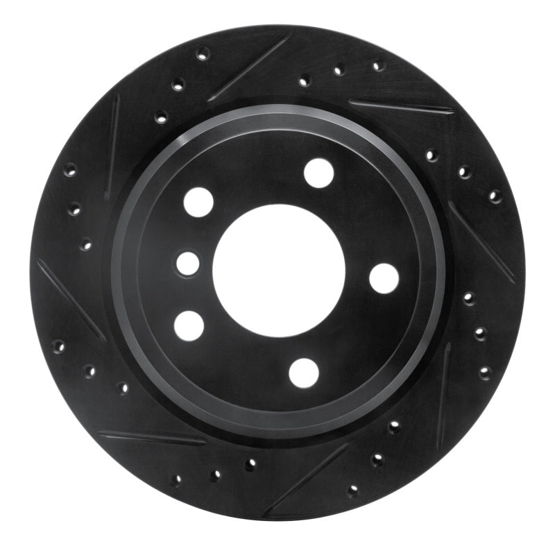 R1 Concepts 06-20 BMW 328I Rear Left Drilled & Slotted Black Brake Rotor