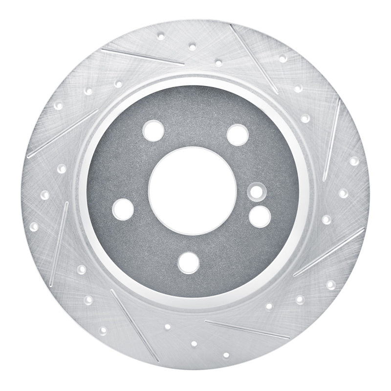 R1 Concepts 03-06 Mercedes-Benz SL500 Rear Right Drilled & Slotted Silver Brake Rotor