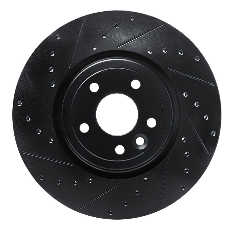 R1 Concepts 17-20 Jaguar XE Front Left Drilled & Slotted Black Brake Rotor