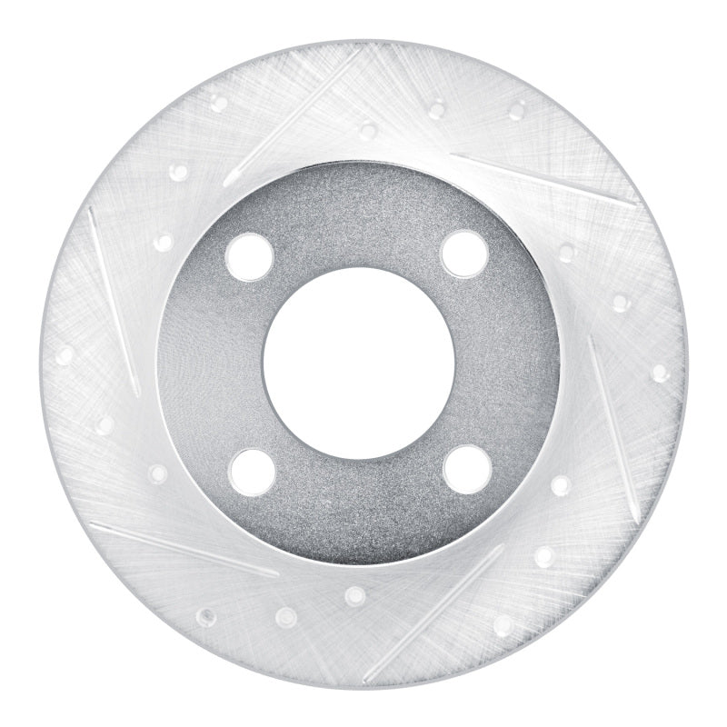 R1 Concepts 89-91 Audi 100 Rear Left Drilled & Slotted Silver Brake Rotor