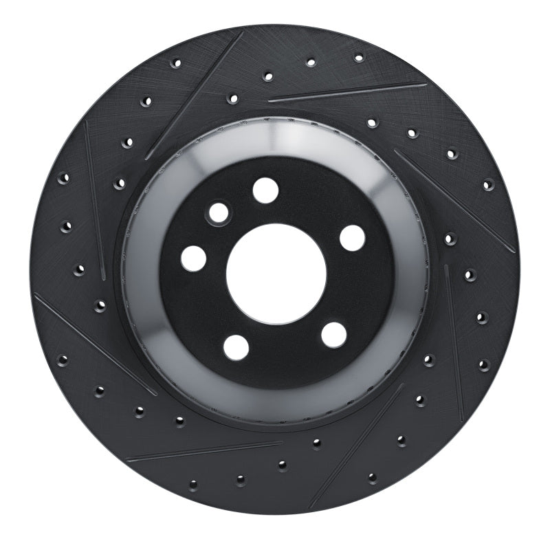 R1 Concepts 20-26 Jaguar I-Pace Rear Left Drilled & Slotted Black Brake Rotor