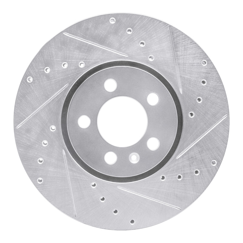 R1 Concepts 96-98 Volkswagen Passat (USA/Canada) Front Right Drilled & Slotted Silver Brake Rotor