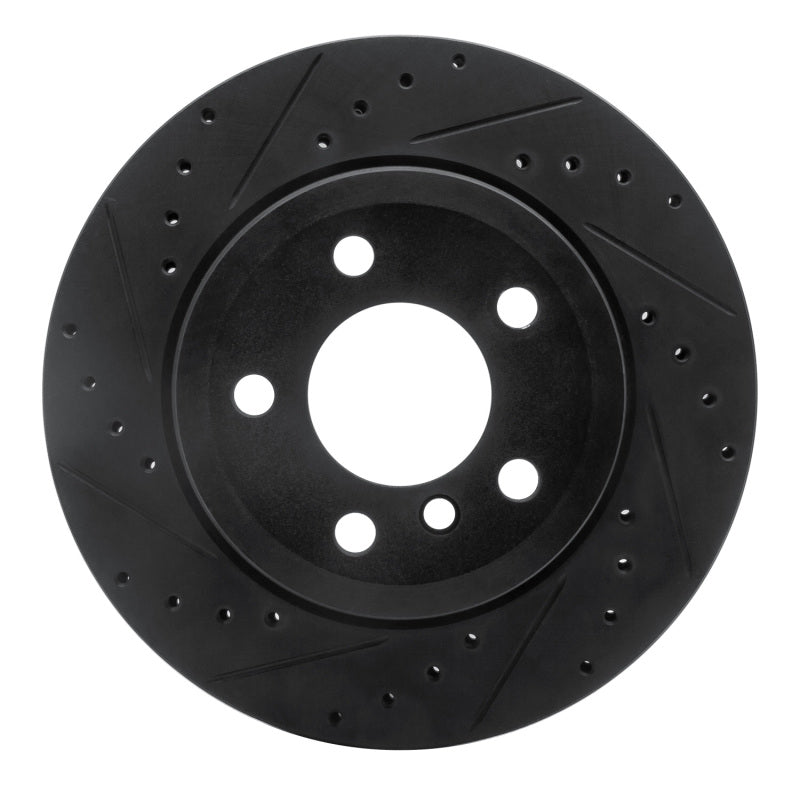 R1 Concepts 07-19 BMW X5 Rear Left Drilled & Slotted Black Brake Rotor