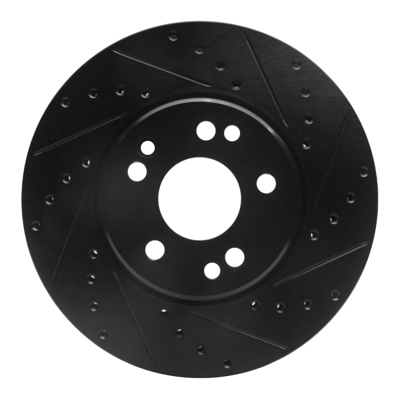 R1 Concepts 90-98 Mercedes-Benz 300SL Front Right Drilled & Slotted Black Brake Rotor
