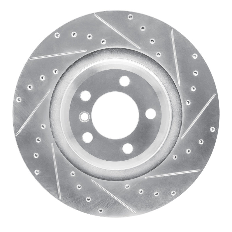R1 Concepts 07-08 BMW ALPINA B7 Rear Right Drilled & Slotted Silver Brake Rotor