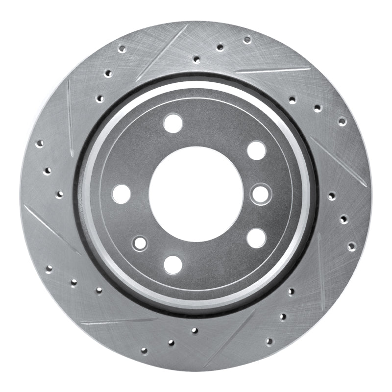 R1 Concepts 91-95 BMW 540I Rear Left Drilled & Slotted Silver Brake Rotor