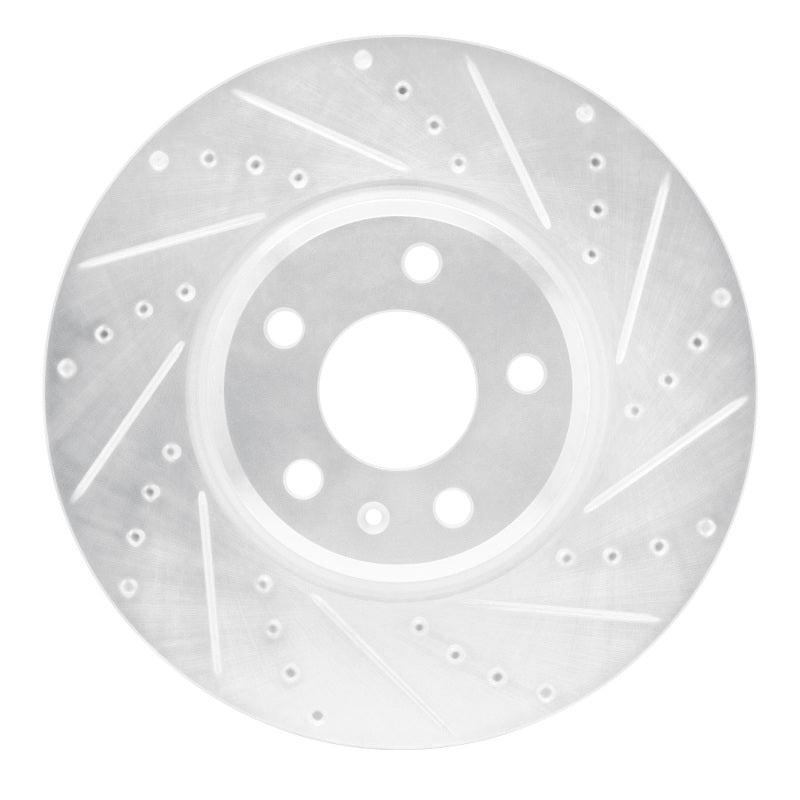 R1 Concepts 08-12 Audi Q5 (USA/Canada Excl Hybrid) Front Right Drilled & Slotted Silver Brake Rotor