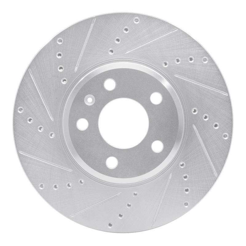 R1 Concepts 08-25 Audi A4 Quattro Front Left Drilled & Slotted Silver Brake Rotor