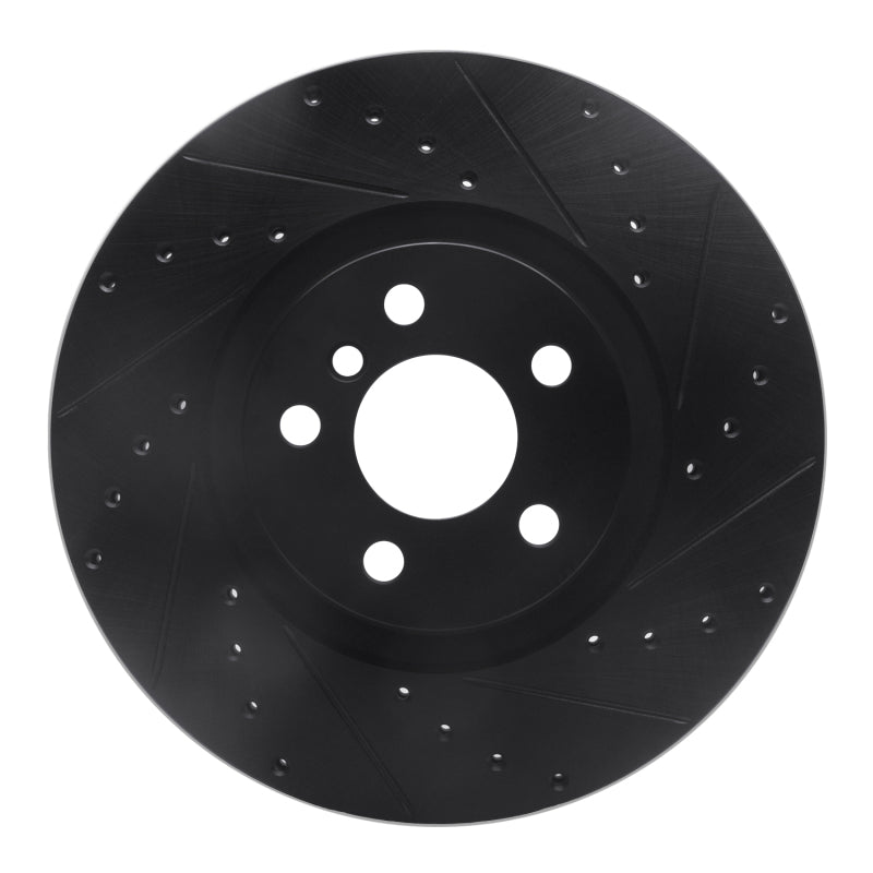 R1 Concepts 15-25 BMW 228I xDrive Gran Coupe Front Right Drilled & Slotted Black Brake Rotor