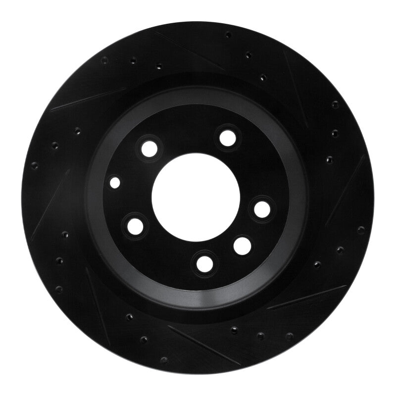 R1 Concepts 05-18 Porsche Cayenne Rear Right Drilled & Slotted Black Brake Rotor