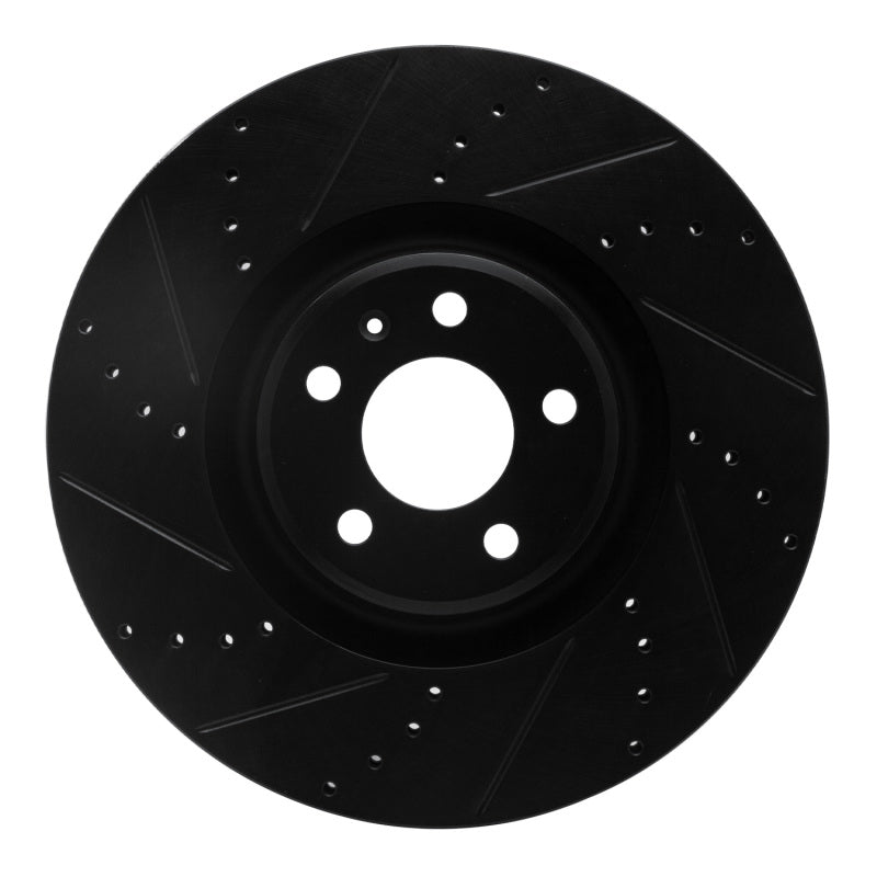 R1 Concepts 12-18 Audi A7 Quattro Front Left Drilled & Slotted Black Brake Rotor