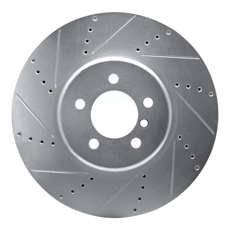 R1 Concepts 13-20 BMW 340I Front Left Drilled & Slotted Silver Brake Rotor