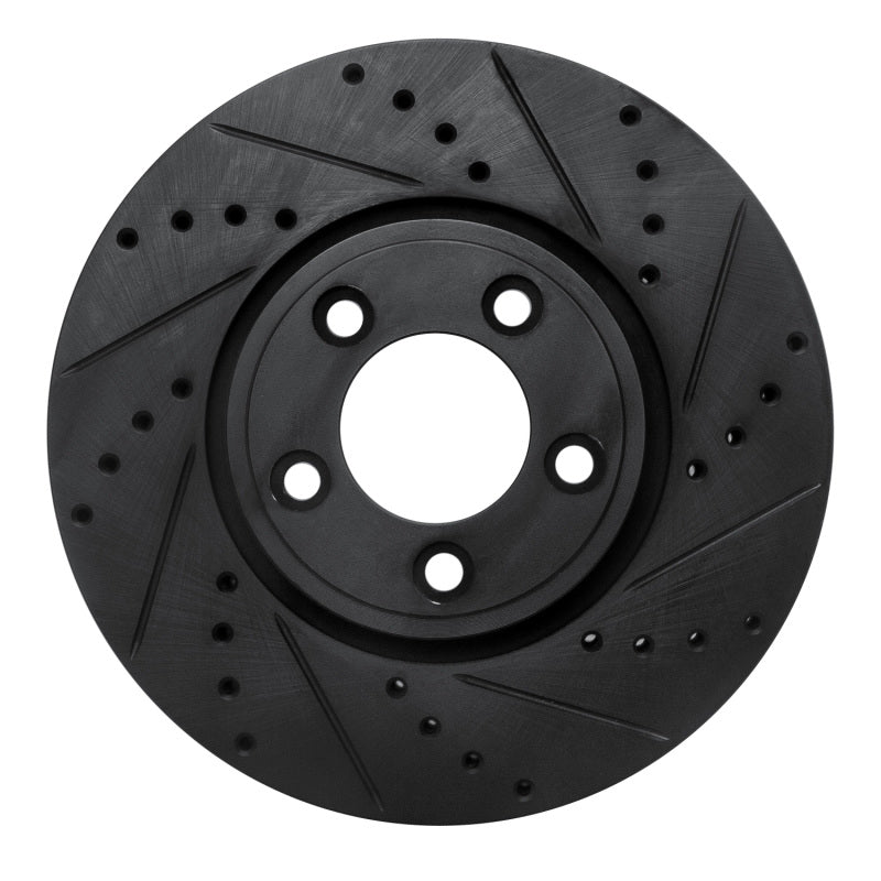 R1 Concepts 06-08 Jaguar S-Type Front Right Drilled & Slotted Black Brake Rotor