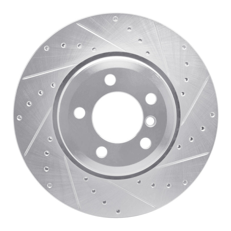 R1 Concepts 05-08 BMW 750LI Rear Right Drilled & Slotted Silver Brake Rotor