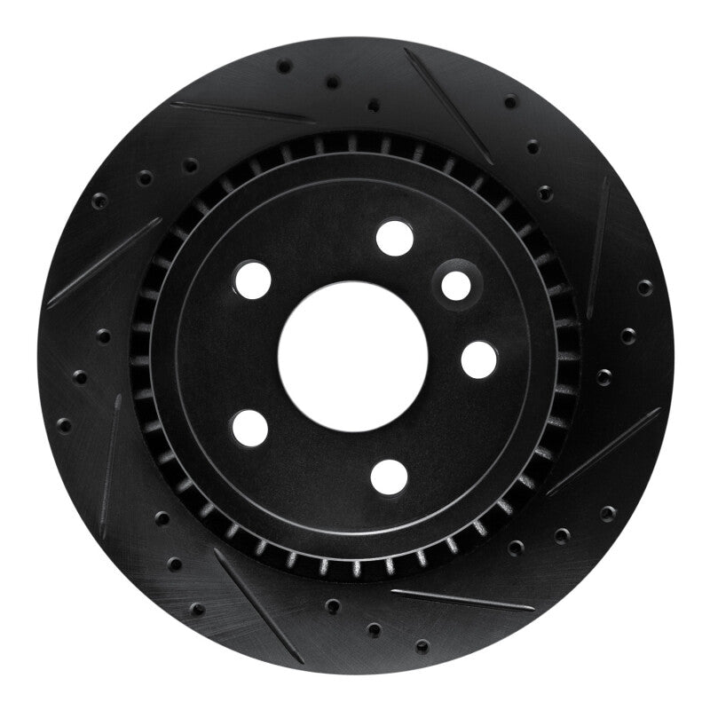 R1 Concepts 10-17 Volvo XC60 Rear Right Drilled & Slotted Black Brake Rotor