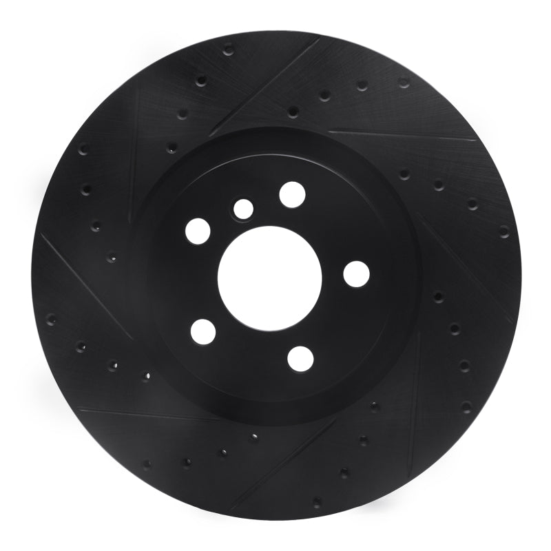 R1 Concepts 15-25 BMW X2 Front Left Drilled & Slotted Black Brake Rotor