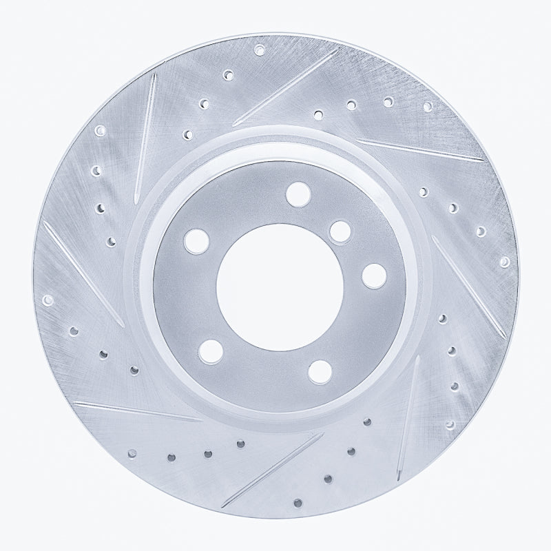 R1 Concepts 06-12 BMW 330XI Front Left Drilled & Slotted Silver Brake Rotor