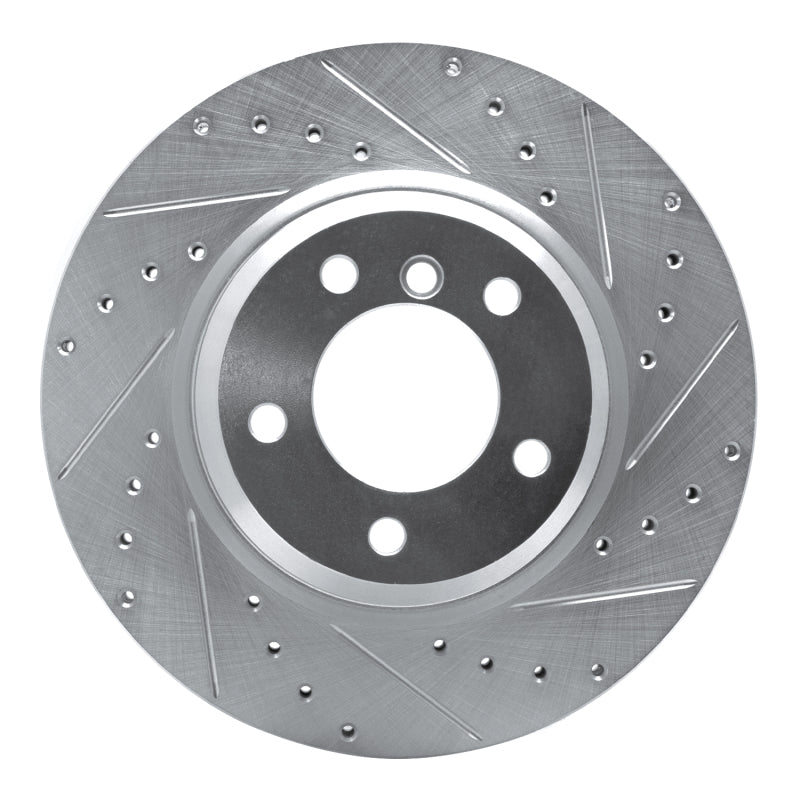 R1 Concepts 06-12 BMW 330I Front Right Drilled & Slotted Silver Brake Rotor