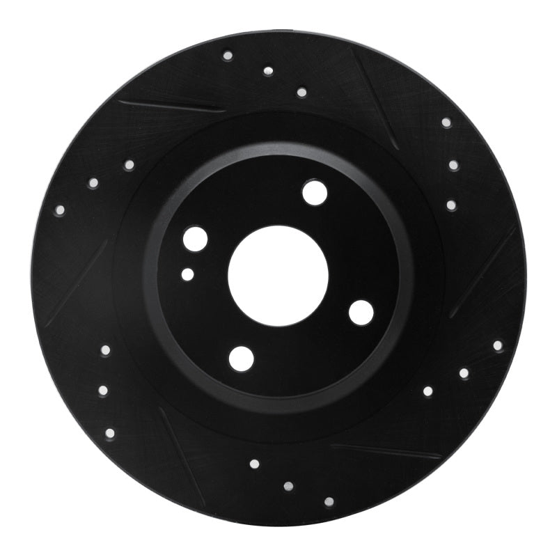 R1 Concepts 2016-2025 Fiat 124 Spider Rear Right Drilled & Slotted Black Brake Rotor