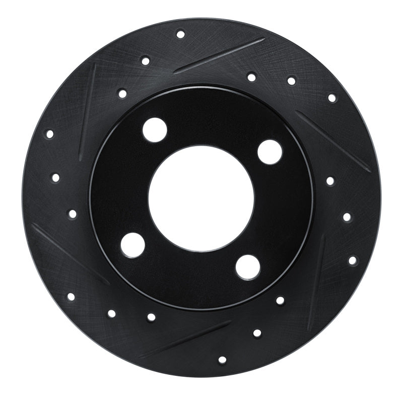 R1 Concepts 89-91 Audi 100 Quattro Rear Left Drilled & Slotted Black Brake Rotor