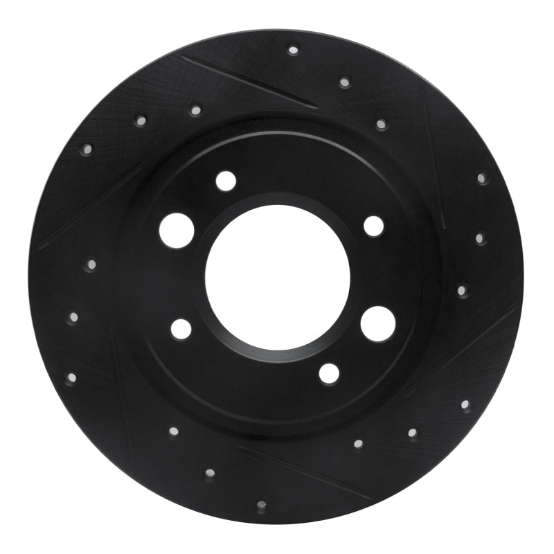 R1 Concepts 71-89 Peugeot 504 Rear Right Drilled & Slotted Black Brake Rotor