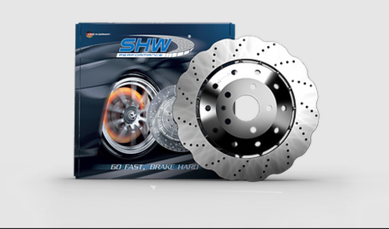 SHW Performance 13-15 Audi RS5 4.2L Rear Drilled-Dimpled Lightweight Wavy Brake Rotor (8T0615601A)