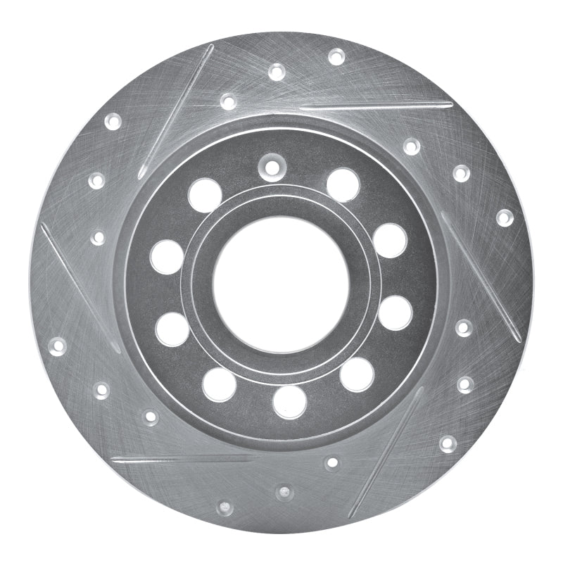 R1 Concepts 10-19 Audi A3 Rear Left Drilled & Slotted Silver Brake Rotor