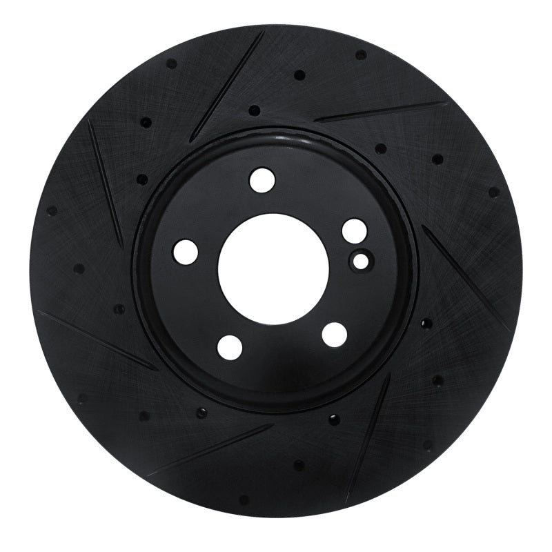 R1 Concepts 15-23 Mercedes-Benz C300 Sedan Front Left Drilled & Slotted Black Brake Rotor