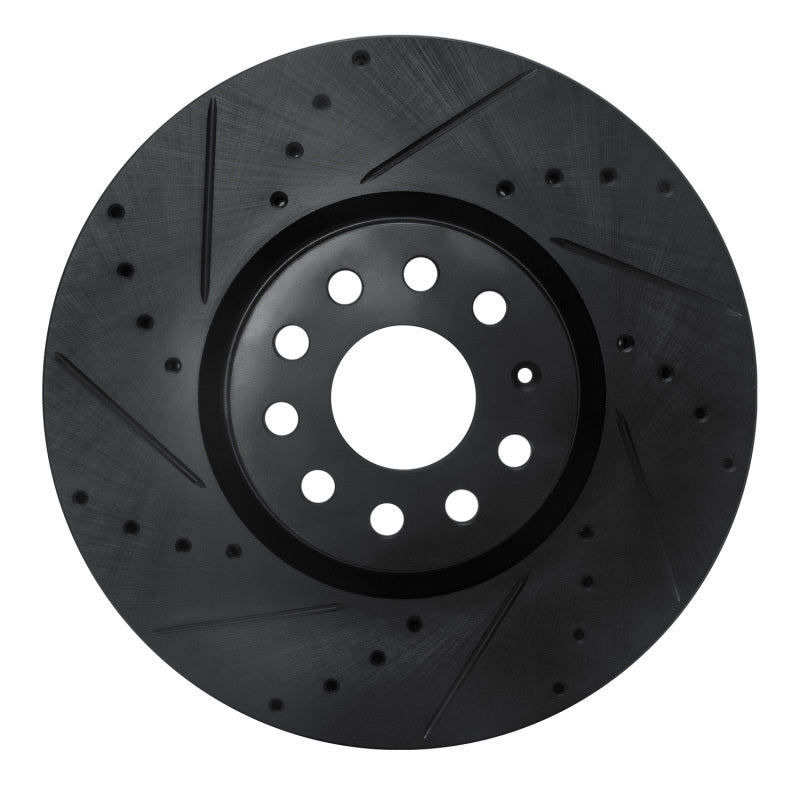 R1 Concepts 18-25 Volkswagen ATLAS Front Left Drilled & Slotted Black Brake Rotor