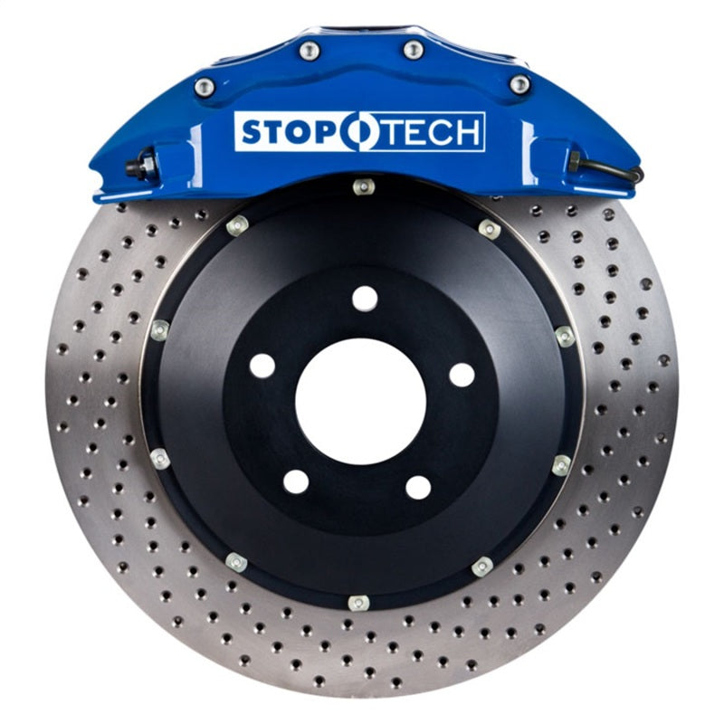 StopTech 07-13 BMW 128i (E82) Front BBK w/ Blue ST-60 Calipers Drilled 355X32mm Rotors/Pads/SS Lines