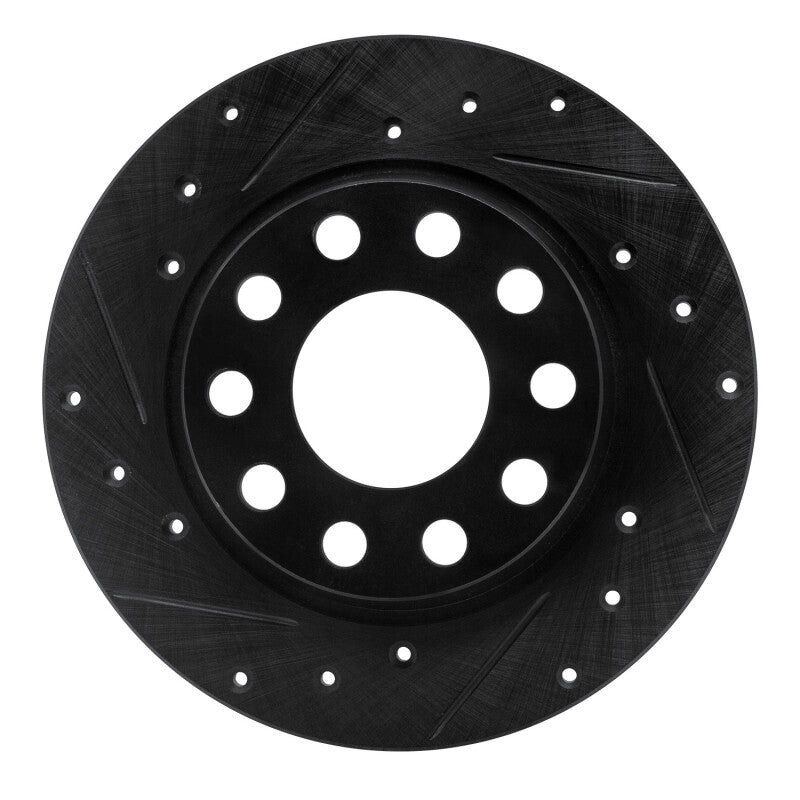 R1 Concepts 01-03 Volkswagen EuroVan Front Left Drilled & Slotted Black Brake Rotor