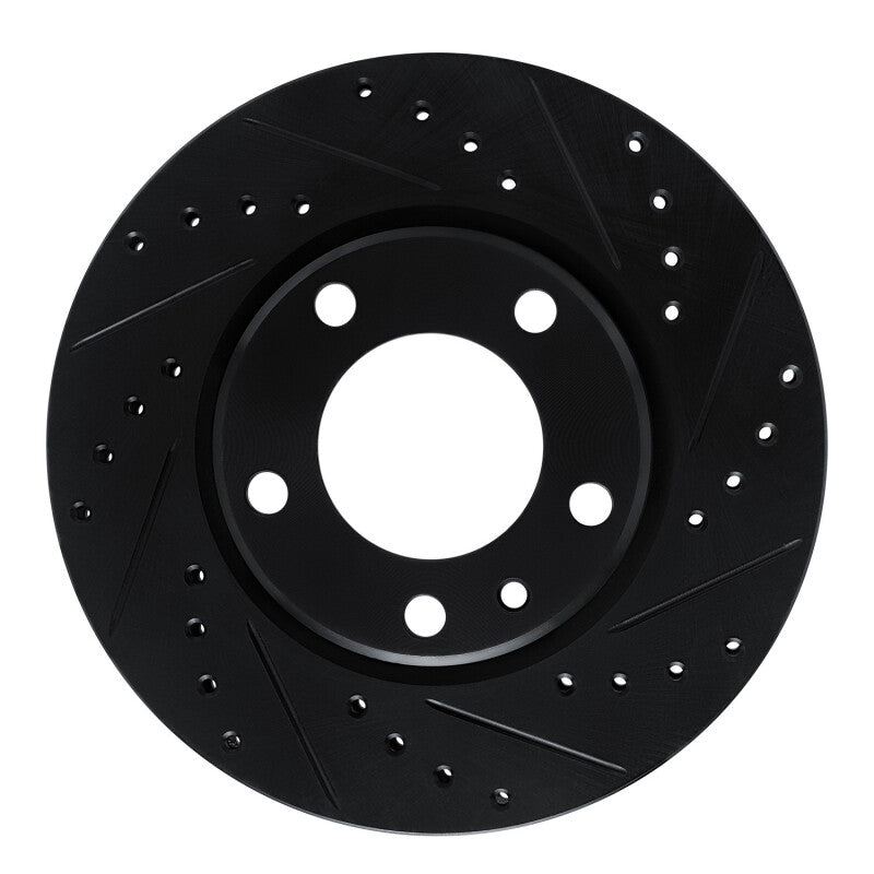 R1 Concepts 88-91 BMW M3 Front Right Drilled & Slotted Black Brake Rotor