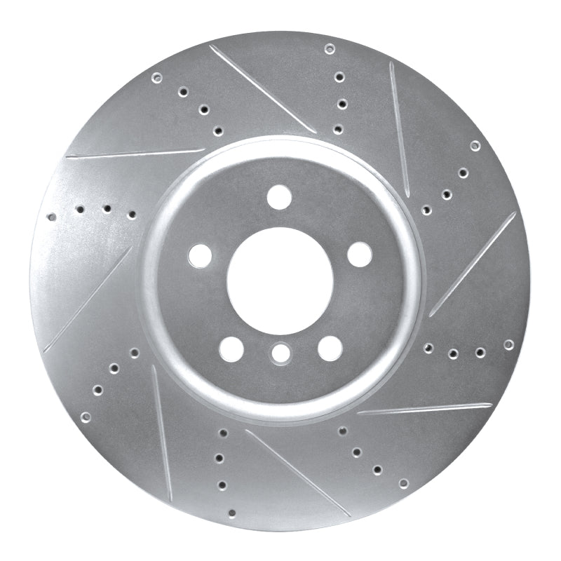 R1 Concepts 09-17 BMW 750I Right Front Drilled & Slotted Silver Brake Rotor