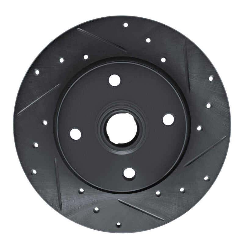 R1 Concepts 76-84 Porsche 924 Front Right Drilled & Slotted Black Brake Rotor