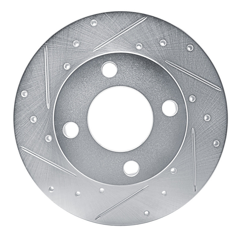 R1 Concepts 78-85 Audi 5000 Front Left Drilled & Slotted Silver Brake Rotor