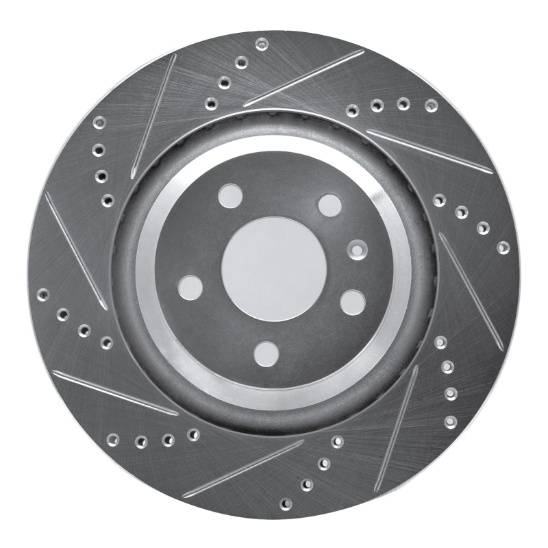 R1 Concepts 07-11 Audi S6 Rear Left Drilled & Slotted Silver Brake Rotor