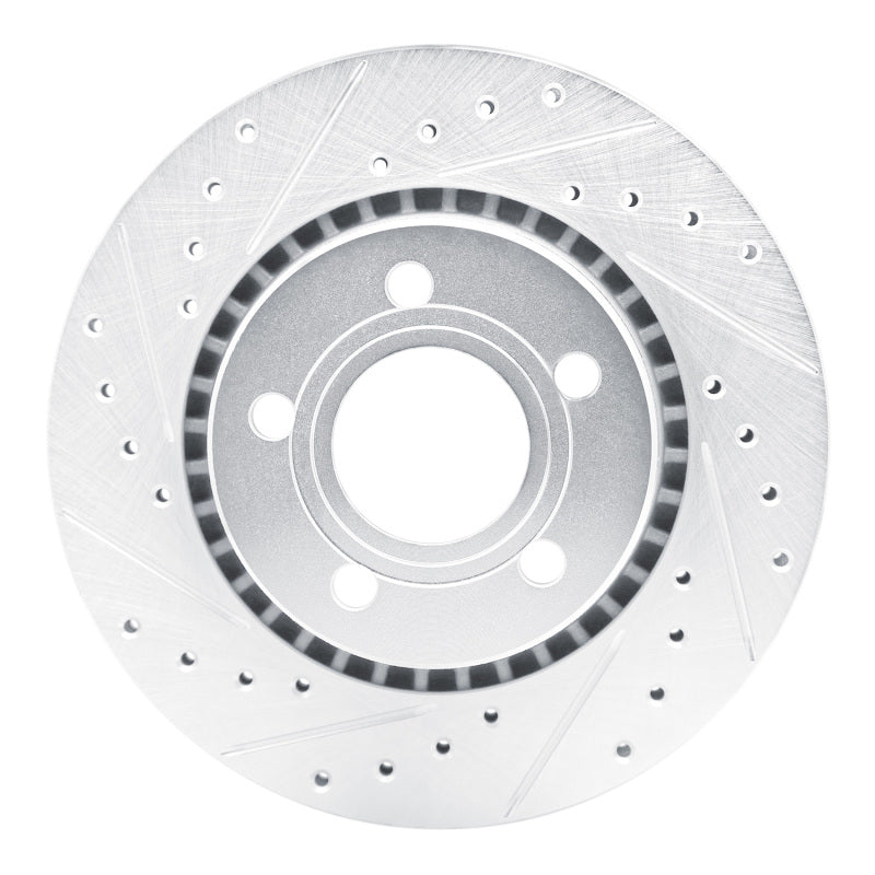 R1 Concepts 80-86 Audi 5000CS Turbo Quattro Front Left Drilled & Slotted Silver Brake Rotor