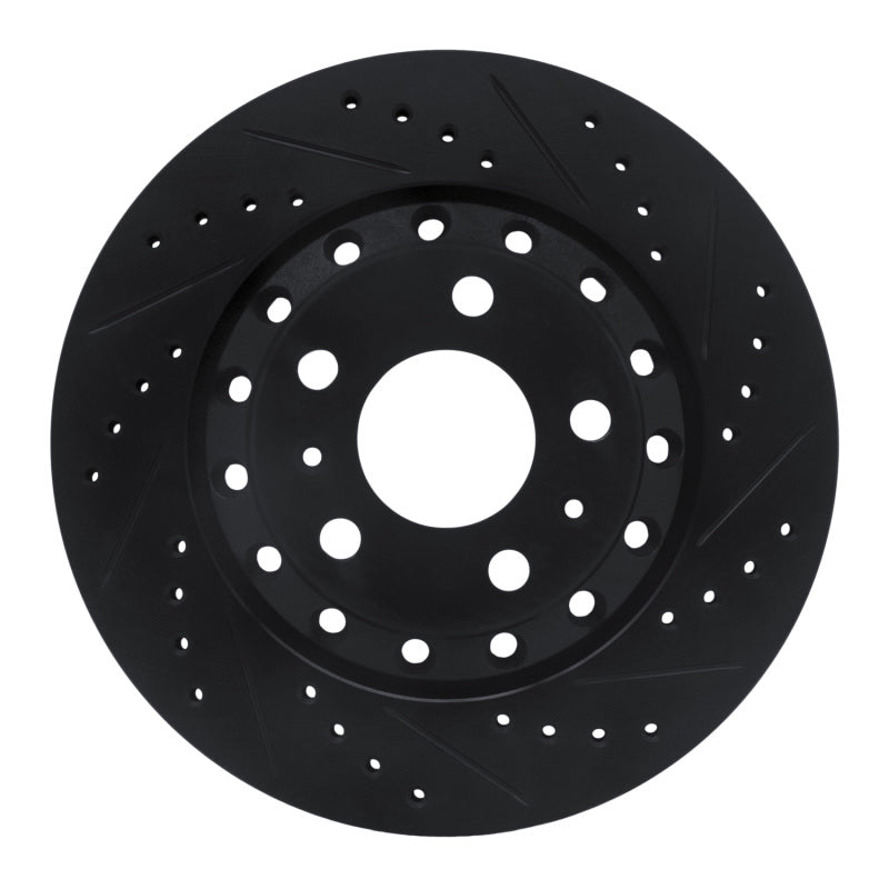 R1 Concepts 04-10 Audi A8 Rear Right Drilled & Slotted Black Brake Rotor