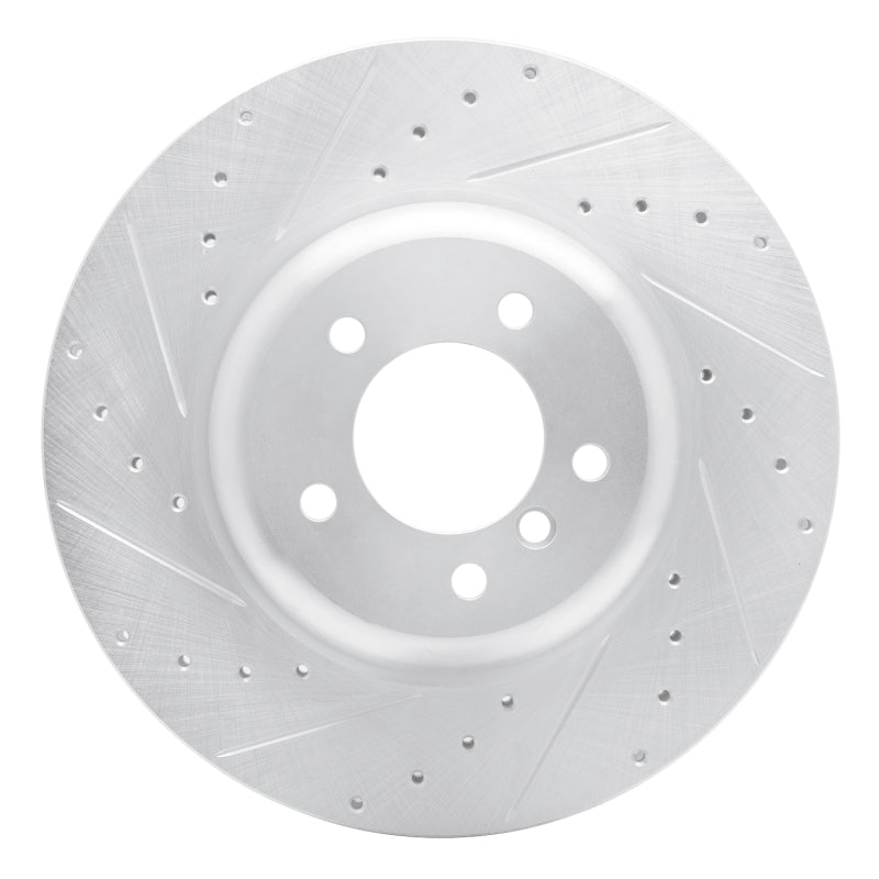 R1 Concepts 04-10 BMW 650I Convertible Front Left Drilled & Slotted Silver Brake Rotor