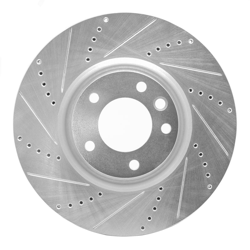 R1 Concepts 08-09 Porsche CAYENNE Front Left Drilled & Slotted Silver Brake Rotor