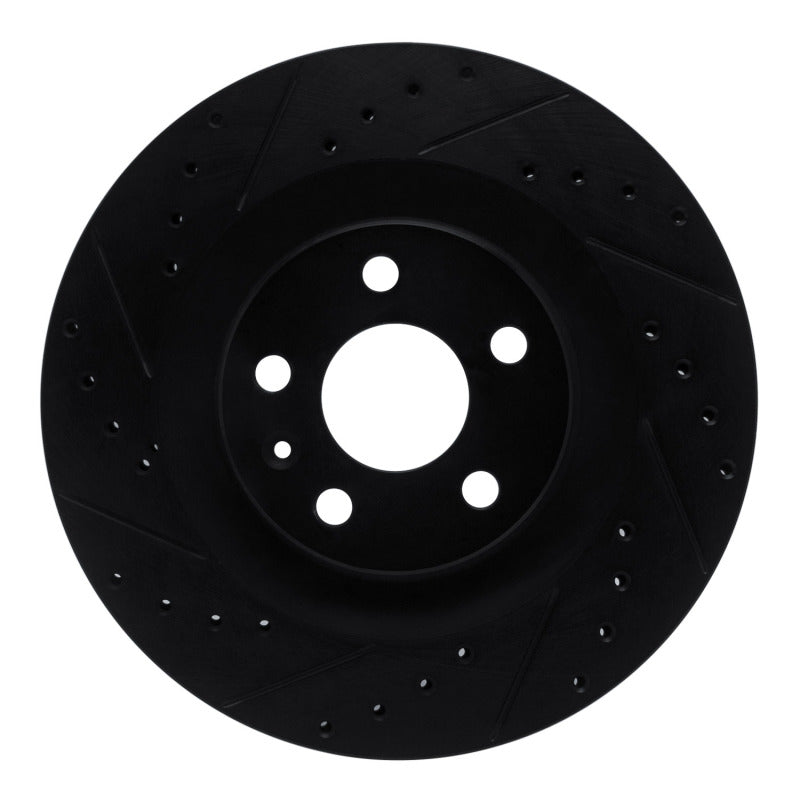 R1 Concepts 16-26 Volvo V90 Rear Left Drilled & Slotted Black Brake Rotor