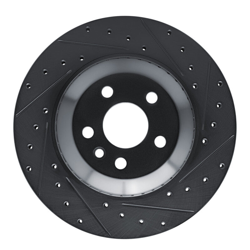 R1 Concepts 20-26 Jaguar F-Pace Rear Right Drilled & Slotted Black Brake Rotor