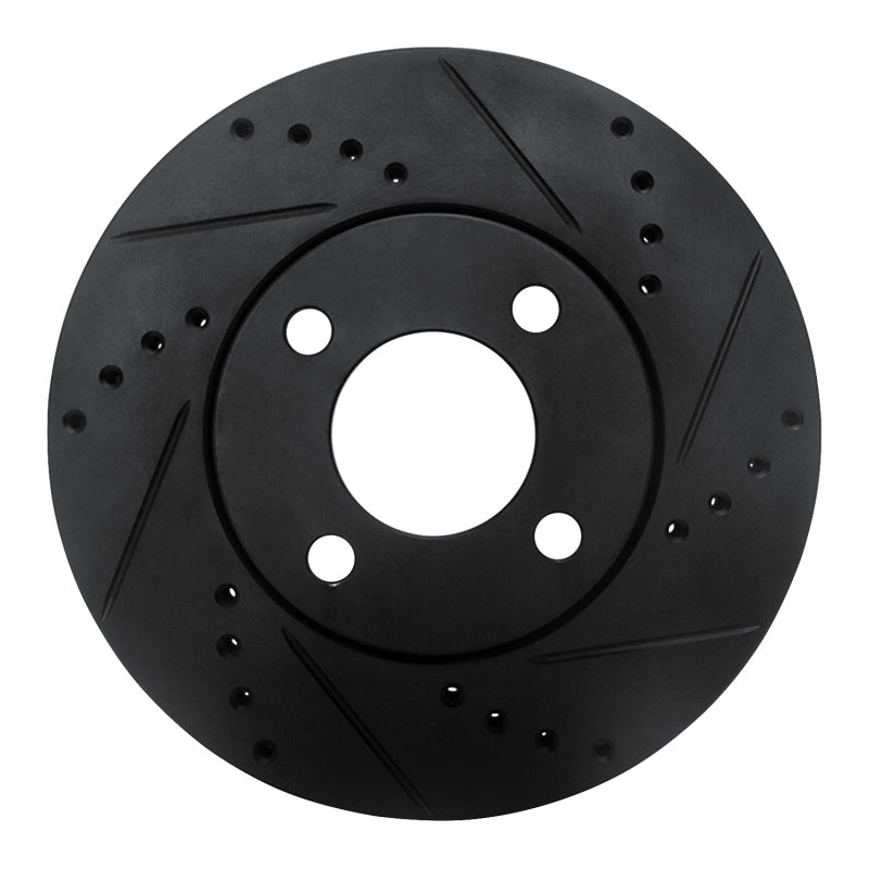 R1 Concepts 90-91 Audi 90 Quattro Front Right Drilled & Slotted Black Brake Rotor