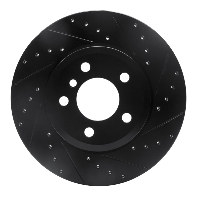 R1 Concepts 04-10 BMW X3 Front Right Drilled & Slotted Black Brake Rotor