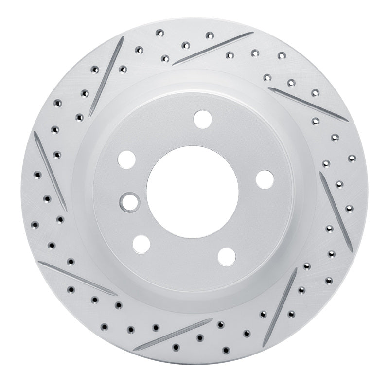 R1 Concepts 08-13 BMW 128I Rear Left Drilled & Slotted Geo-Carbon Rotor