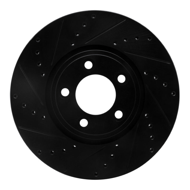 R1 Concepts 06-08 Jaguar S-Type Front Left Drilled & Slotted Black Brake Rotor