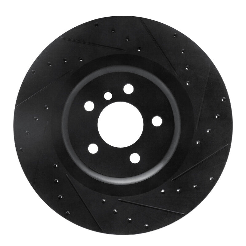 R1 Concepts 10-14 BMW X6 Rear Right Drilled & Slotted Black Brake Rotor